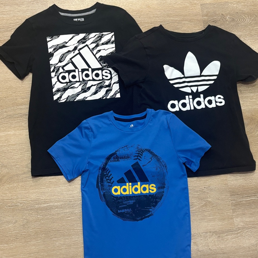 Adidas Kids' Black and Blue Graphic Tees